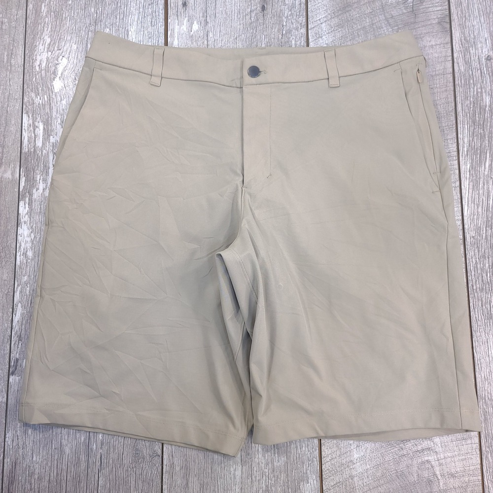 Lululemon Commission Shorts Mens 36 Tan Khaki Golf Performance Relaxed 11 Inch